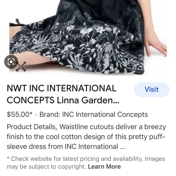 NWOT INC International Concepts Black & White Floral Cutout Dress Size S - Picture 8 of 8